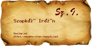 Szopkó Irén névjegykártya